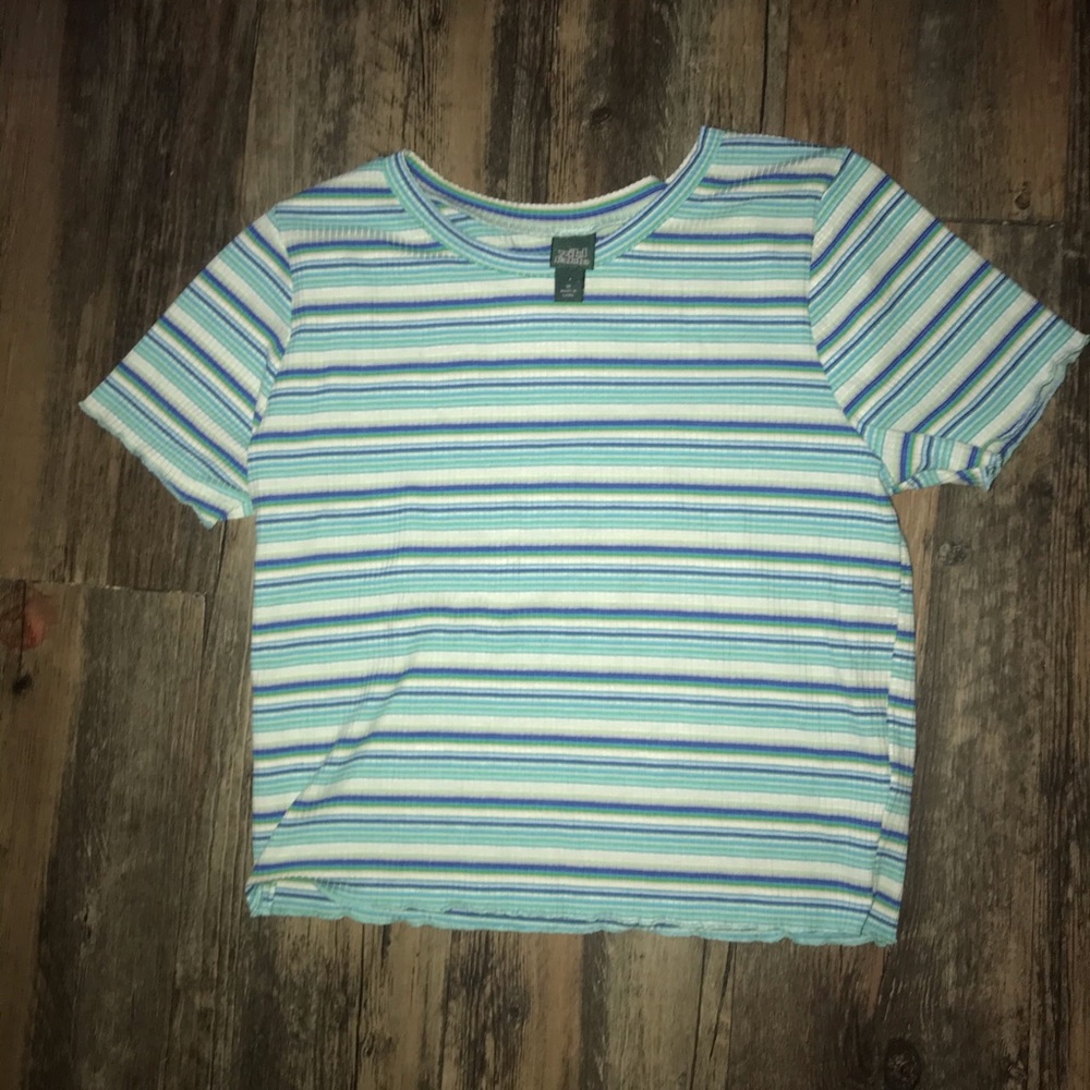 Blue striped crop top